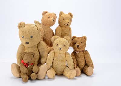 Lot 238 - Six Eastern European art silk teddy bears