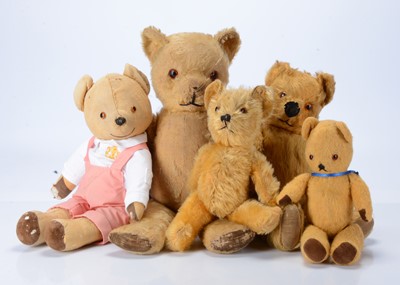 Lot 250 - Five post-war Pedigree teddy bears