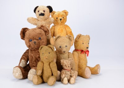 Lot 255 - Seven East European art silk teddy bears