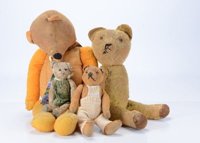 Lot 271 - Four worn teddy bears