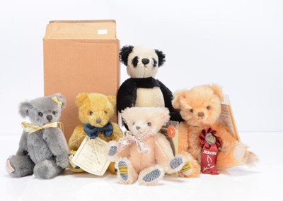 Lot 319 - Five small British collectors teddy bears