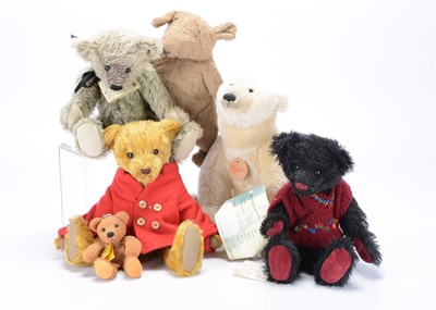 Lot 336 - Six artist /collectors teddy bears and soft toys