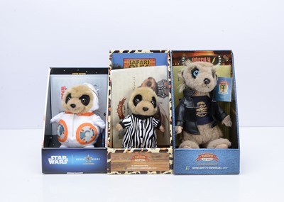 Lot 355 - Three limited edition Compare the meerkat.com soft toy meerkats