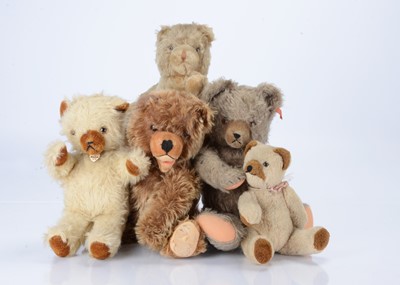 Lot 400 - Five post-war teddy bears