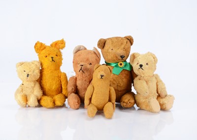 Lot 404 - Six small art silk teddy bears