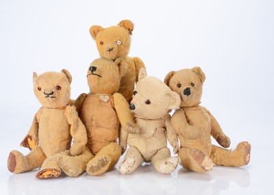 Lot 405 - Five balding teddy bears