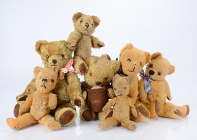 Lot 406 - Seven post-war British teddy bears