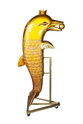 Lot 430 - An English carved wooden fairground dolphin circa 1930