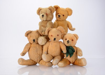 Lot 416 - Five post-war British teddy bears