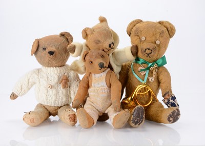 Lot 418 - Four balding teddy bears