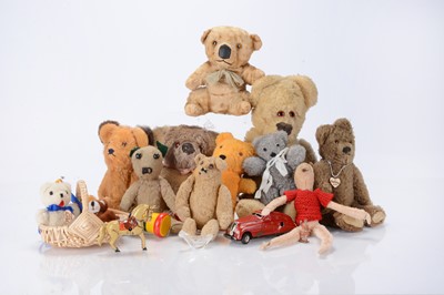 Lot 420 - Eleven small teddy bears and soft toys