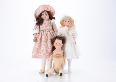 Lot 453 - Three 1915 /20s British bisque dolls