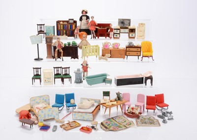 Lot 482 - Various post-war dolls' house furniture and chattels