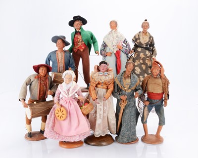 Lot 520 - Nine terracotta Provence French Santon dolls/figures