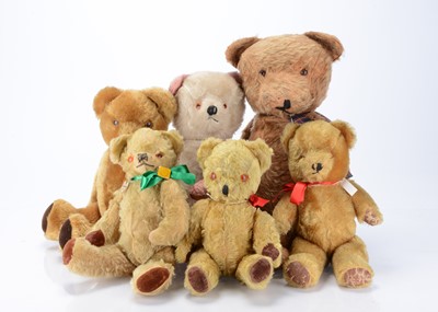 Lot 593 - Six post-war teddy bears