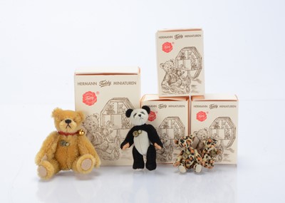 Lot 599 - Four Hermann miniature teddy bears