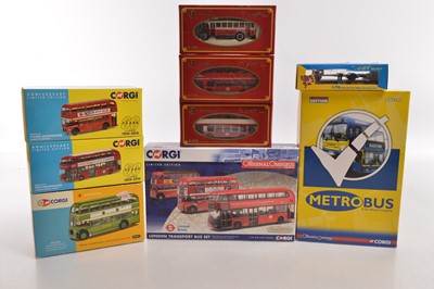 Lot 88 - Corgi and ABC Model 1:76 Scale Vintage and Modern Public Transport Models (9)