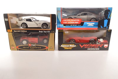 Lot 218 - 1:18 Scale Modern British and American Cars includes James Bond Vanquish (4)