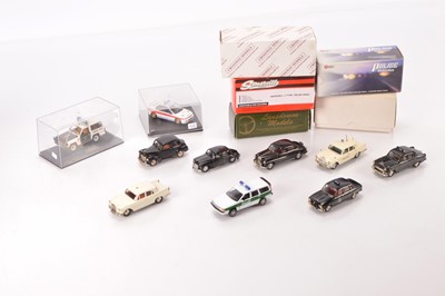 Lot 397 - Brooklin Lansdowne Somerville Peel Collection and other makers boxed and unboxed 1:43 mostly white metal Police Cars (10)