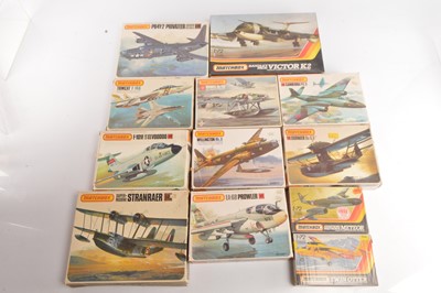 Lot 496 - Matchbox 1:72 Scale Mainly Military Three Colour Aircraft Kits (12)