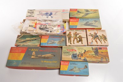 Lot 501 - Kit Decals Empty aircraft 1960s Kit  boxes and Early Airfix Kit Bag Banners (Qty)