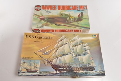 Lot 520 - Revell USS Constitution and Airfix Hawker Hurricane Kits (2)