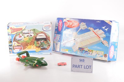 Lot 562 - Thunderbirds Stingray and Captain Scarlet bases large and small  models including Fireball XL5 and XL5 Trade Cards (17)