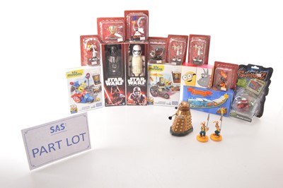 Lot 563 - Large collection of mostly boxed  Film and TV Figures including Wallave an dgromit Minions, Anastasia, Star Wars, Dr Who and Stump Weed (56)