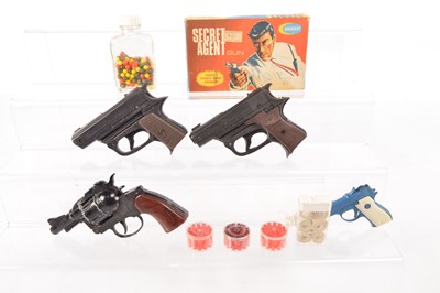 Lot 586 - Crescent Secret Agent Cap Gun Sekiden Pellet Guns and Lone Star Sleuth Cork Gun and various items of ammunition (qty)