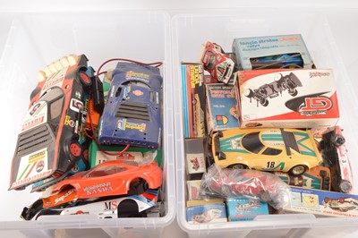 Lot 604 - Large collection of Radio and battery control box Controlled mostly Lancia Cars various scales (qty in two large plastic boxes)