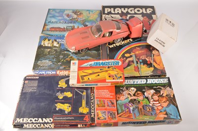 Lot 605 - Franklin Mint Jaguar E-Type Johnny Seven car Meccano and various 1960's and 1970's games (8)