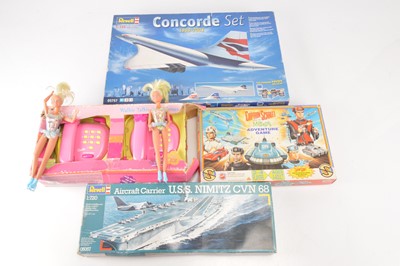 Lot 609 - Revell Concorde and Nimitz kits Barbie Telephone set and Captain Scarlet Game (6)