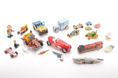 Lot 614 - Collection of unboxed Transport related tin Toys
