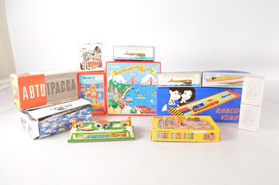 Lot 624 - Collection of Schylling and other makers mostly Chinese boxed clockwork Tin Toys (13)