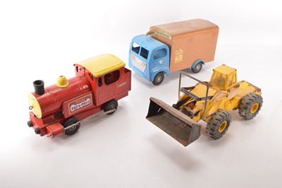 Lot 629 - Tri-ang steel Toys Puff Puff Engine and Horse Transporter and Tonka Toys Digger (3)