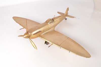Lot 649 - Large scale metal static unmotorised model of an unpainted RAF Spitfire Airplane
