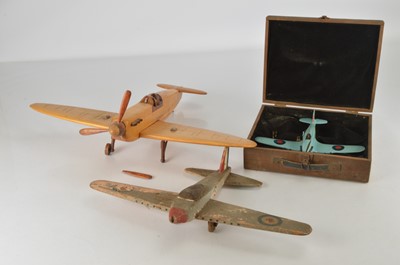 Lot 656 - Three large scale wooden Spitfires (3)