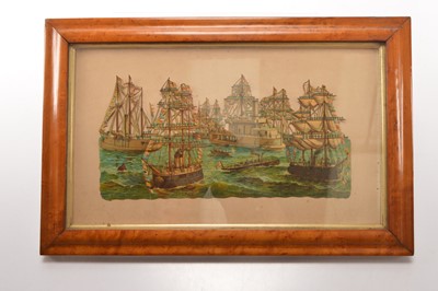 Lot 672 - An unusual Victorian/Edwardian framed Naval embossed 'scrap'