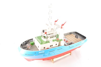 Lot 673 - An Aeronaut Fire Tug 'Jonny' Cuxhaven kit constructed to a professional standard and fitted with two motors for twin screw drive and also for the Bow thruster