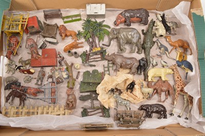 Lot 695 - Britains and other makers lead Wild Zoo Animals and Farm Animals Farmers and Equipment and Accessories (qty)