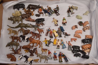 Lot 707 - Collection of Britains and other makers lead Wild Zoo Animals Farm Animals and Farm Hands and other Civilians (76)