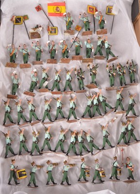 Lot 822 - Spanish Soldat brand New Metal soldiers comprising Spanish Legion Marching Band (8) and Soldiers (35) with flag bearers (9) plus a goat mascot