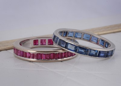 Lot 20 - Two gem set eternity bands