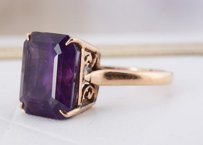 Lot 75 - A 9ct gold amethyst dress ring