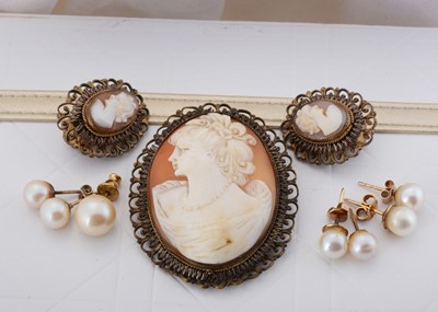 Lot 84 - A carved shell cameo brooch
