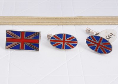 Lot 125 - A pair of contemporary silver and enamel cufflinks