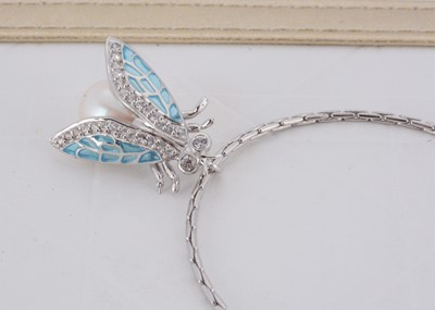 Lot 133 - A contemporary silver and plique a jour enamel gem set bug pendant