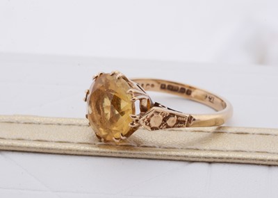 Lot 181 - A 9ct gold Citrine dress ring