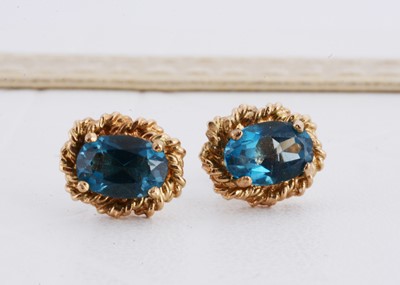 Lot 224 - A pair of 9ct gold topaz stud earrings
