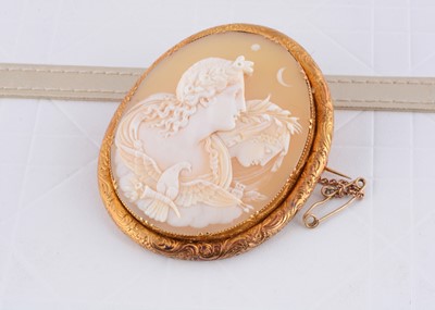 Lot 258 - A 19th Century carved shell cameo brooch